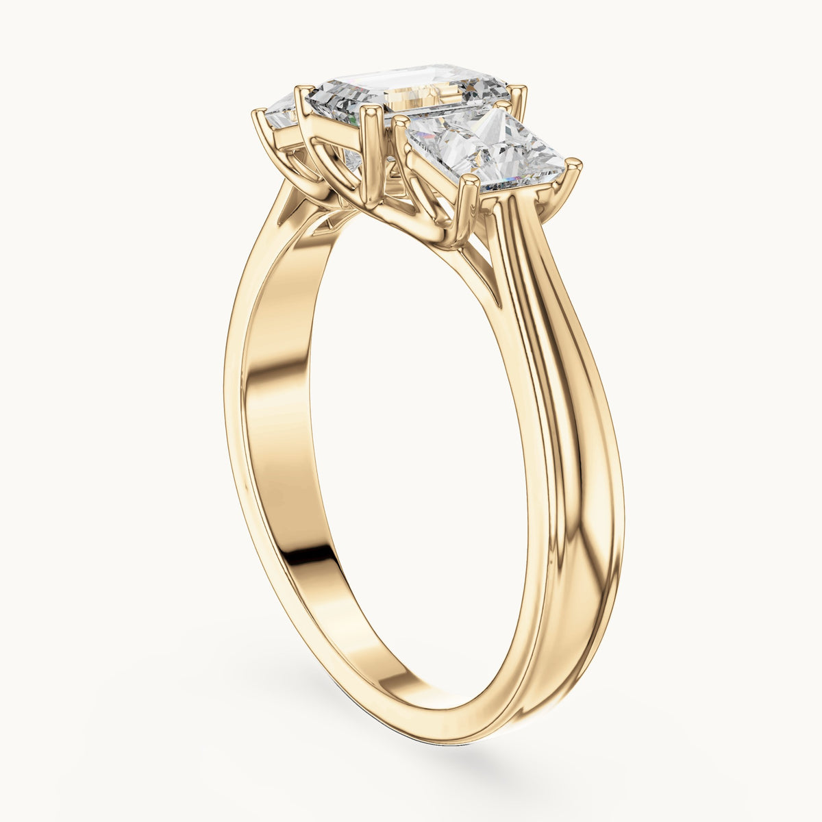 Emerald cut lab-grown diamond cluster ring in 14K yellow gold, 1.16 CT TW, view 2