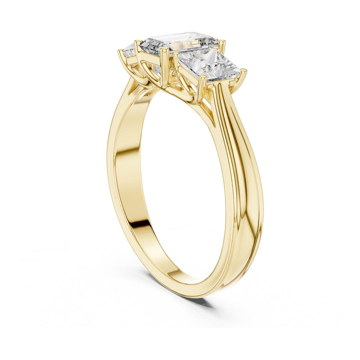 Emerald Cut Lab Grown Diamond Cluster Ring, 1.16ct Total, Solid Gold