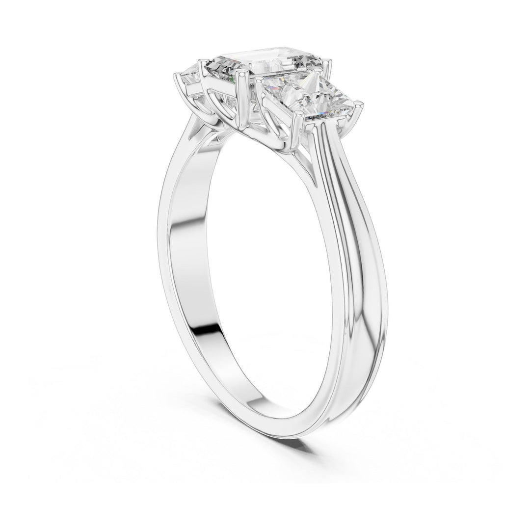Emerald Cut Lab Grown Diamond Cluster Ring, 1.16ct Total, Solid Gold