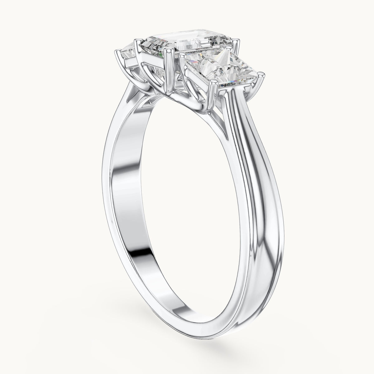 Emerald cut lab-grown diamond cluster ring in 14K white gold, 1.16 CT TW, view 1