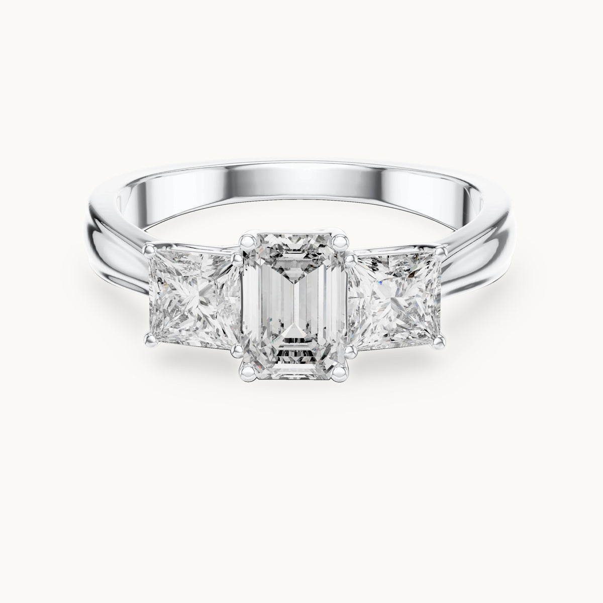 Emerald cut lab-grown diamond cluster ring in 14K white gold, 1.16 CT TW, view 3