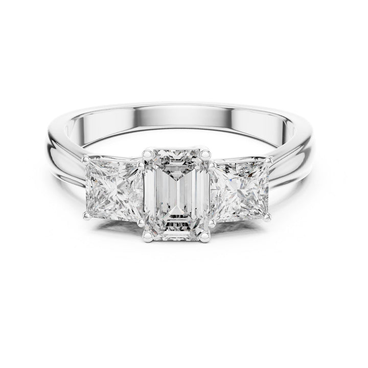 Emerald Cut Lab Grown Diamond Cluster Ring, 1.16ct Total, Solid Gold