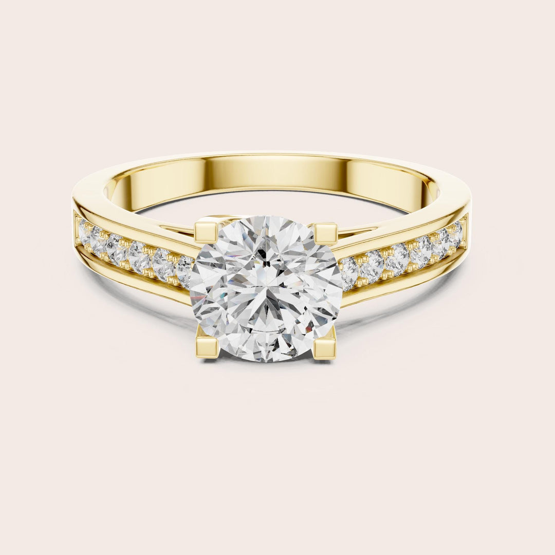 Round Cut Lab Grown Diamond Solitaire Ring, 1.18ct Total, Solid Gold