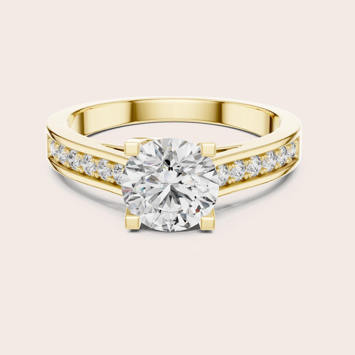 Round Cut Lab Grown Diamond Solitaire Ring, 1.18ct Total, Solid Gold
