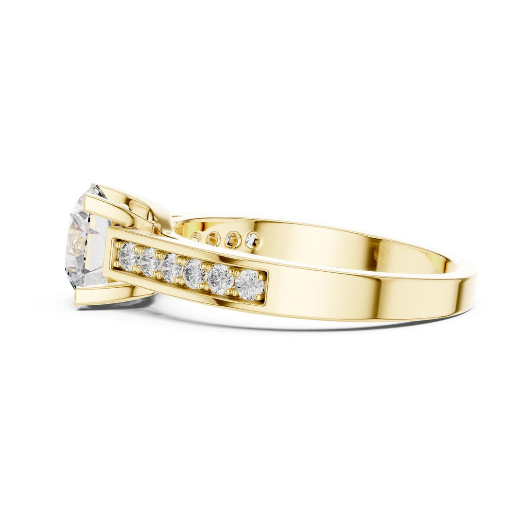Round Cut Lab Grown Diamond Solitaire Ring, 1.18ct Total, Solid Gold