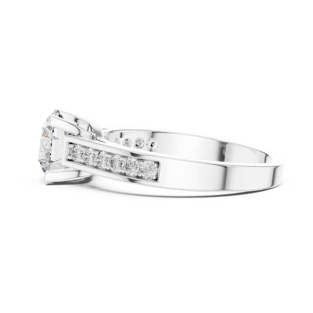 Round Cut Lab Grown Diamond Solitaire Ring, 1.18ct Total, Solid Gold