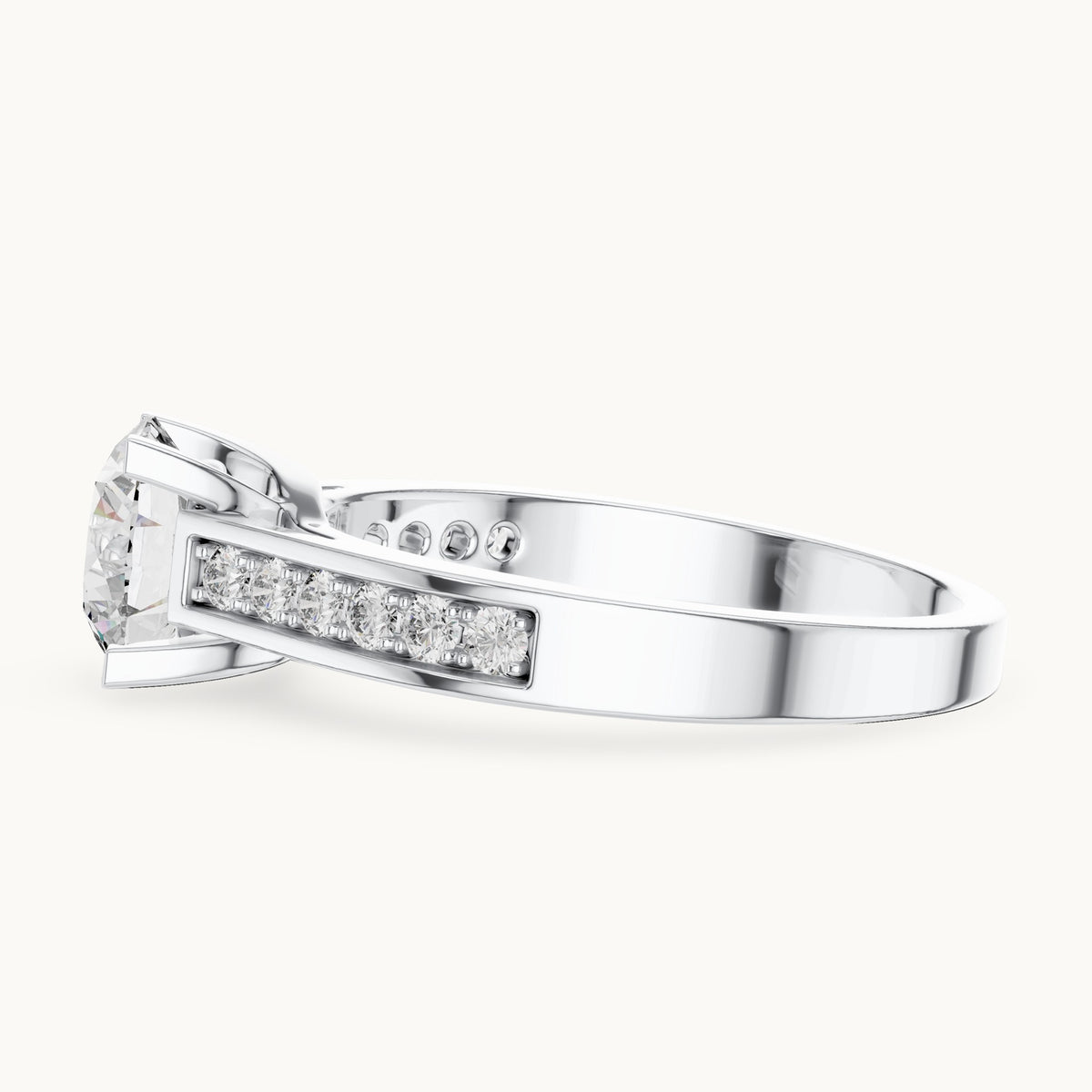 Round cut lab-grown diamond solitaire ring in 14K white gold, 1.18 CT TW, view 2