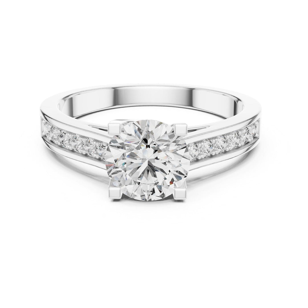 Round Cut Lab Grown Diamond Solitaire Ring, 1.18ct Total, Solid Gold