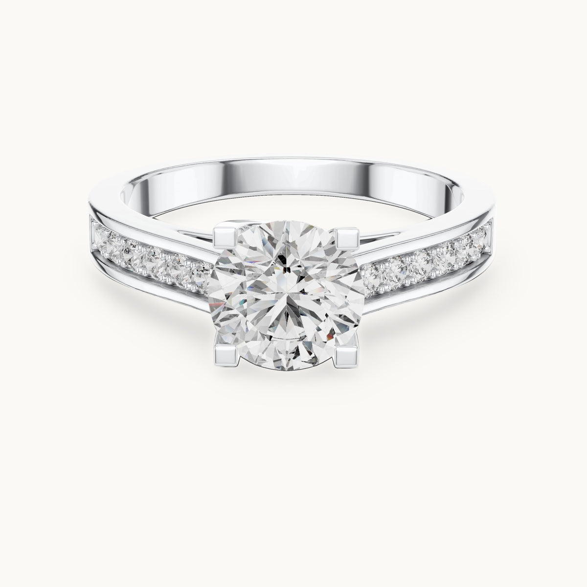 Round cut lab-grown diamond solitaire ring in 14K white gold, 1.18 CT TW, view 3