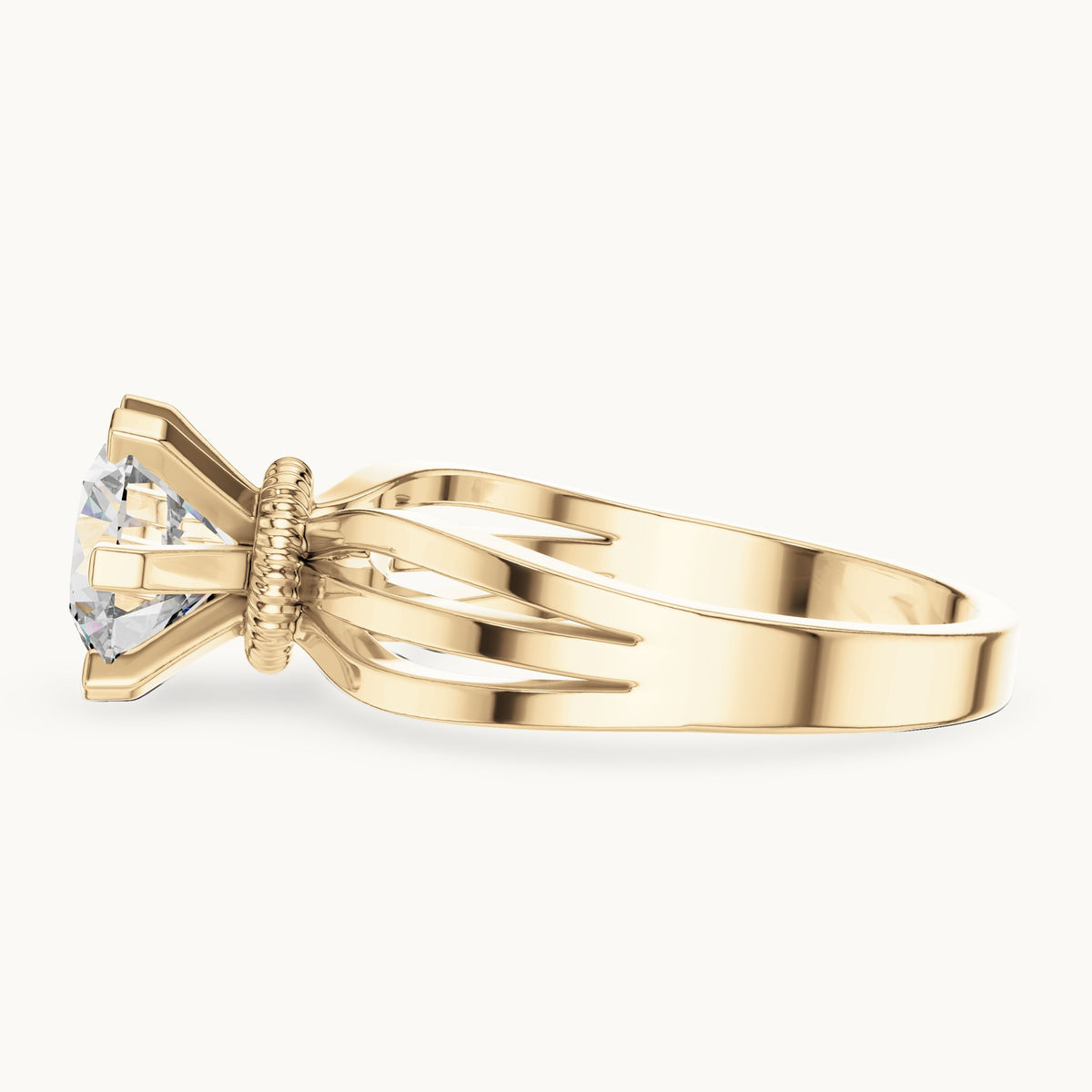 Round cut lab-grown diamond solitaire ring in 14K yellow gold, 1.00 CT TW, view 3