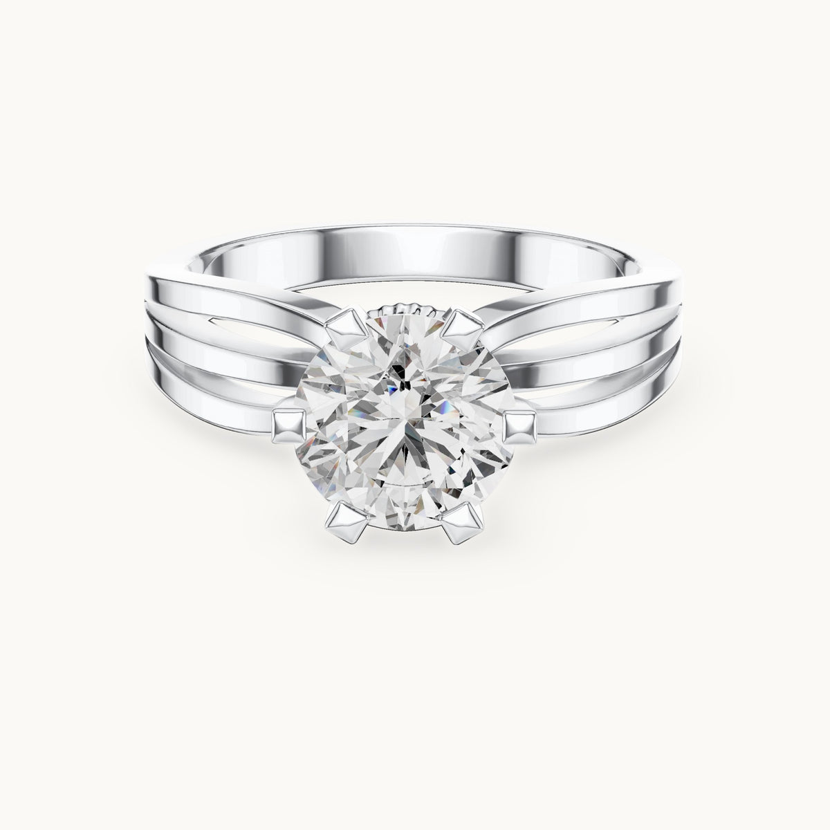 Round cut lab-grown diamond solitaire ring in 14K white gold, 1.00 CT TW, view 3