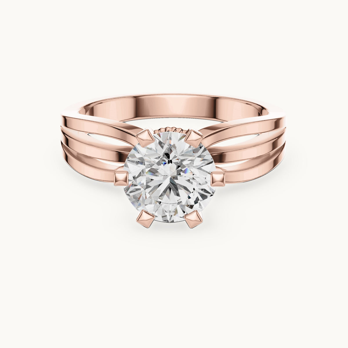 Round cut lab-grown diamond solitaire ring in 14K rose gold, 1.00 CT TW, view 3