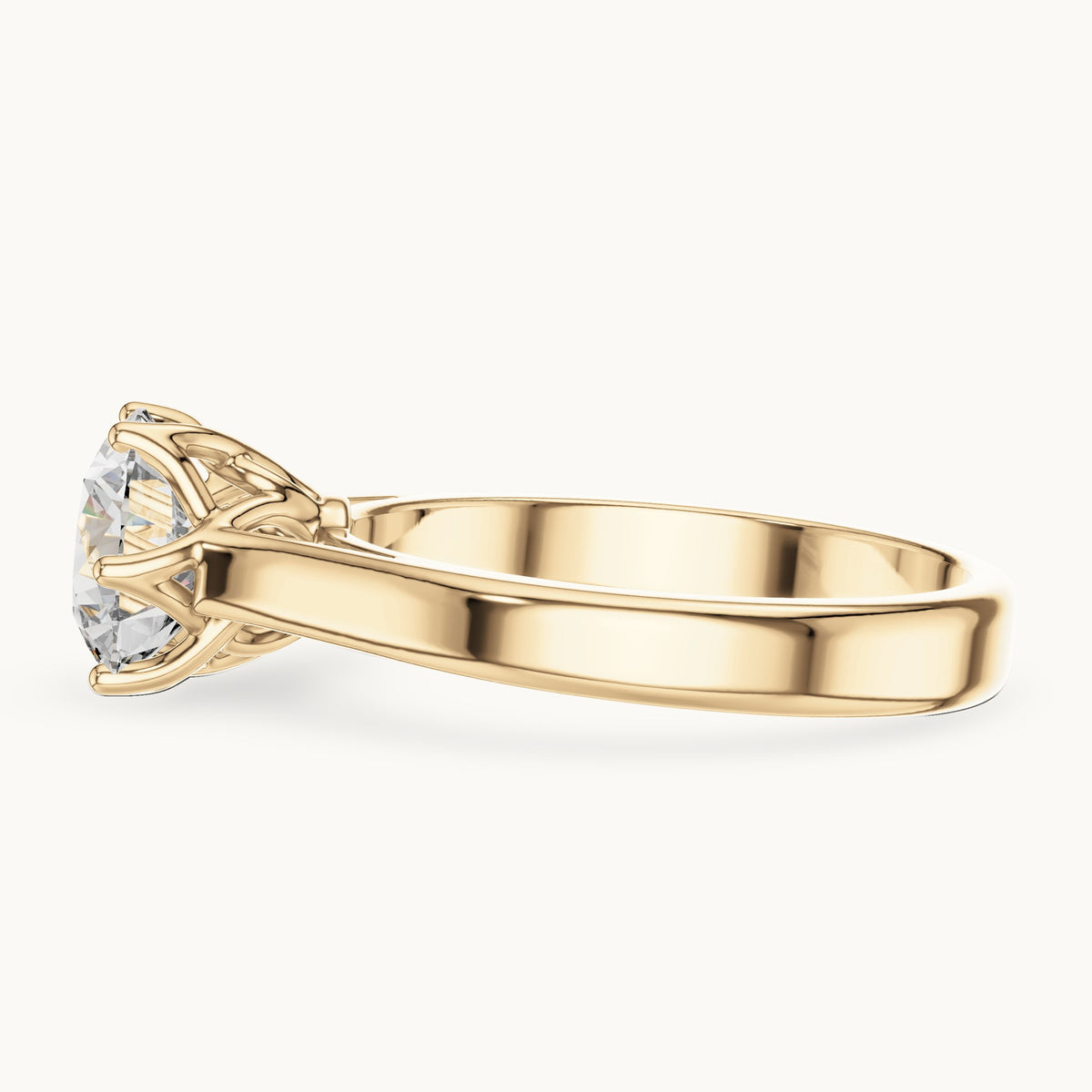 Round cut lab-grown diamond solitaire ring in 14K yellow gold, 1.00 CT TW, view 3