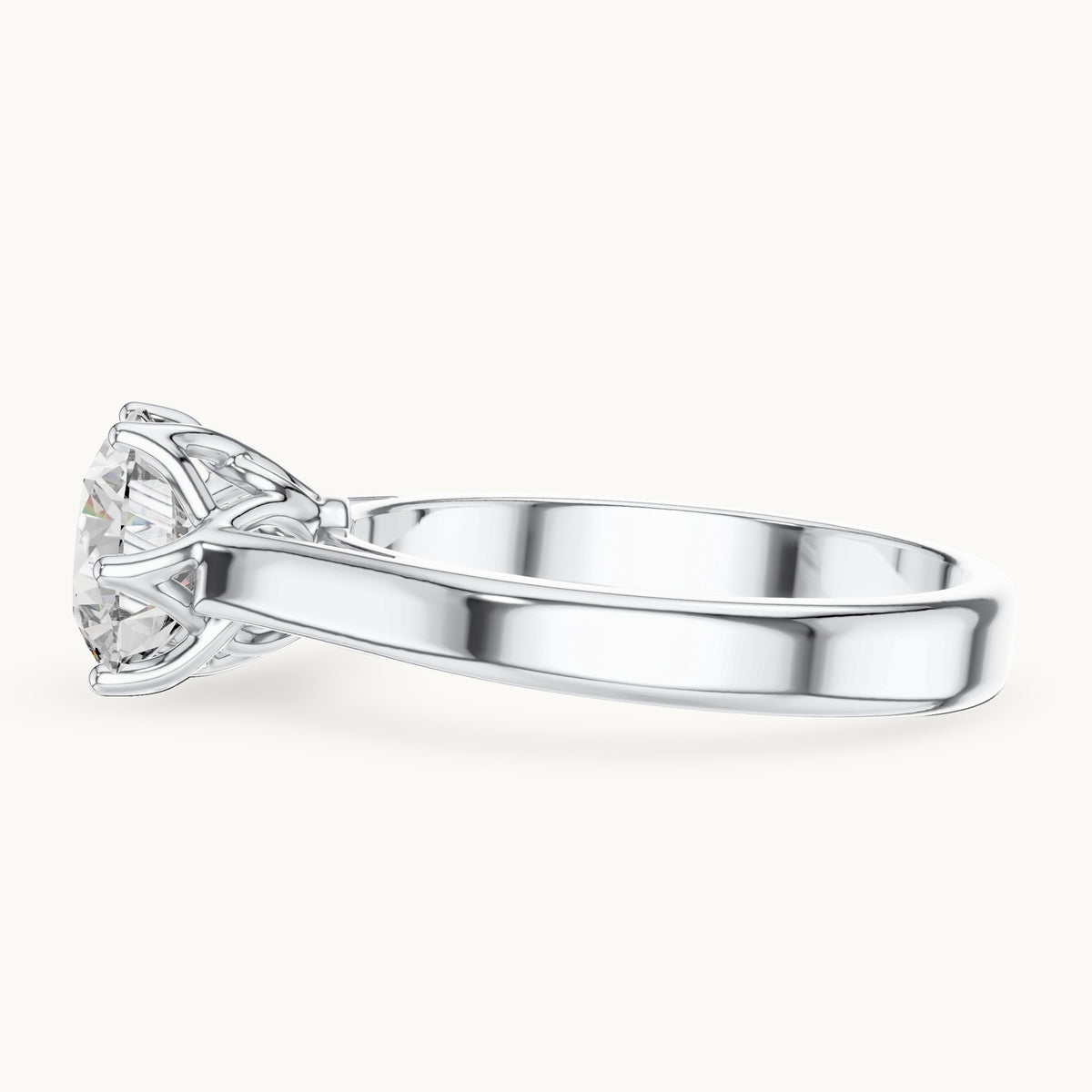 Round cut lab-grown diamond solitaire ring in 14K white gold, 1.00 CT TW, view 2