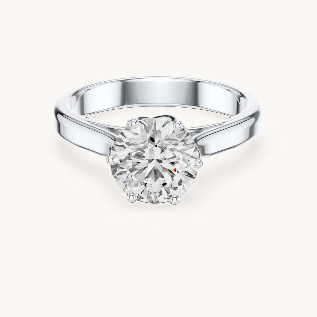 Round cut lab-grown diamond solitaire ring in 14K white gold, 1.00 CT TW, view 3
