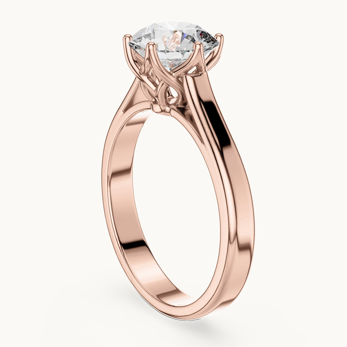 Round cut lab-grown diamond solitaire ring in 14K rose gold, 1.00 CT TW, view 1
