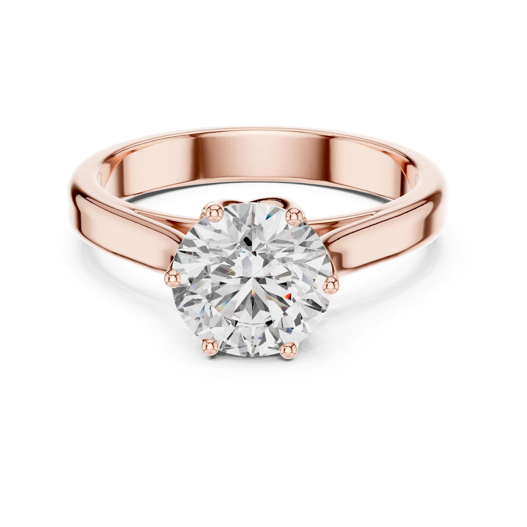 Round Cut Lab Grown Diamond Solitaire Ring, 1.00ct Total, Solid Gold