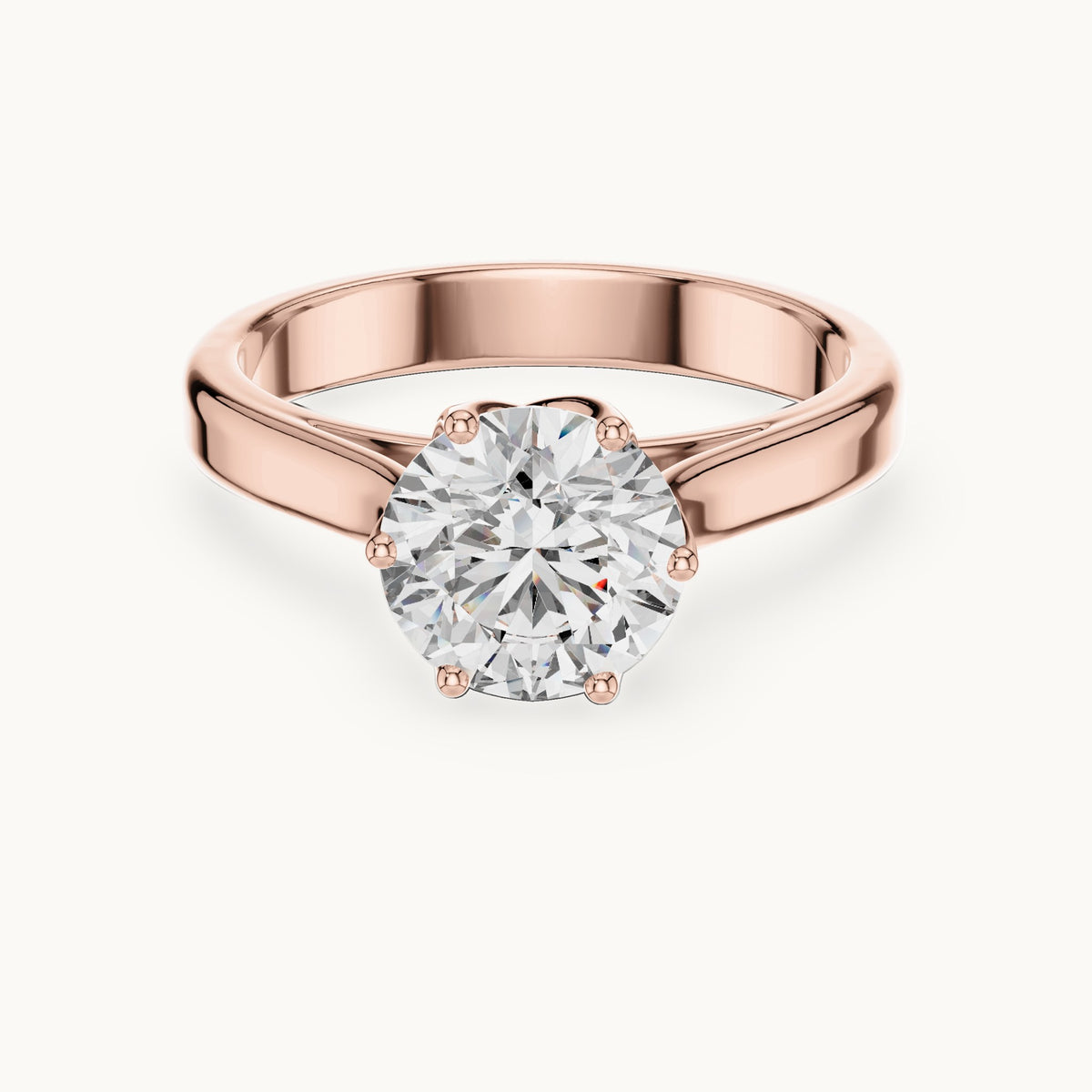 Round cut lab-grown diamond solitaire ring in 14K rose gold, 1.00 CT TW, view 3