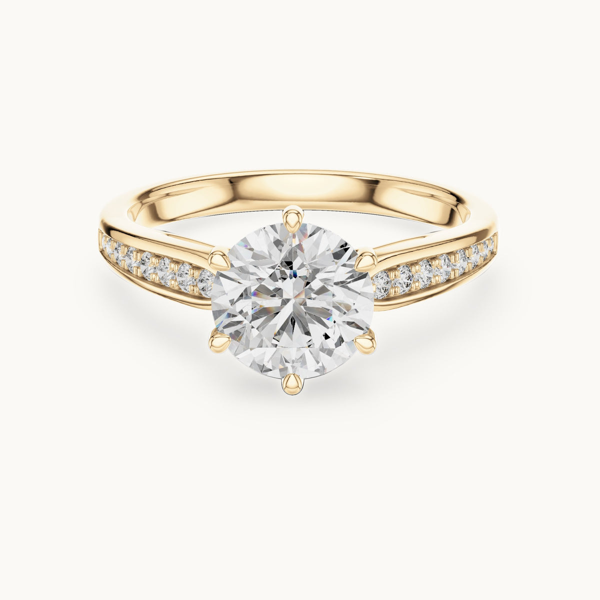 Round cut lab-grown diamond solitaire ring in 14K yellow gold, 1.12 CT TW, view 1