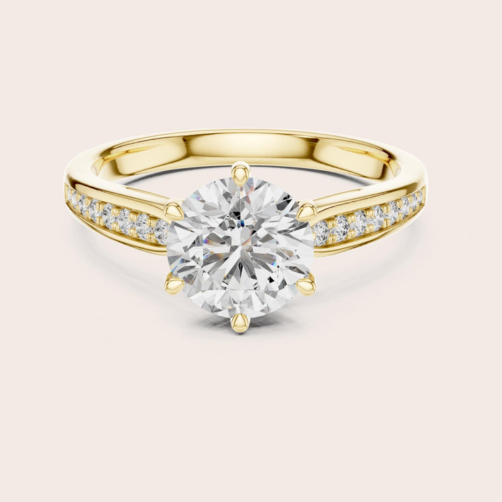 Round Cut Lab Grown Diamond Solitaire Ring, 1.12ct Total, Solid Gold