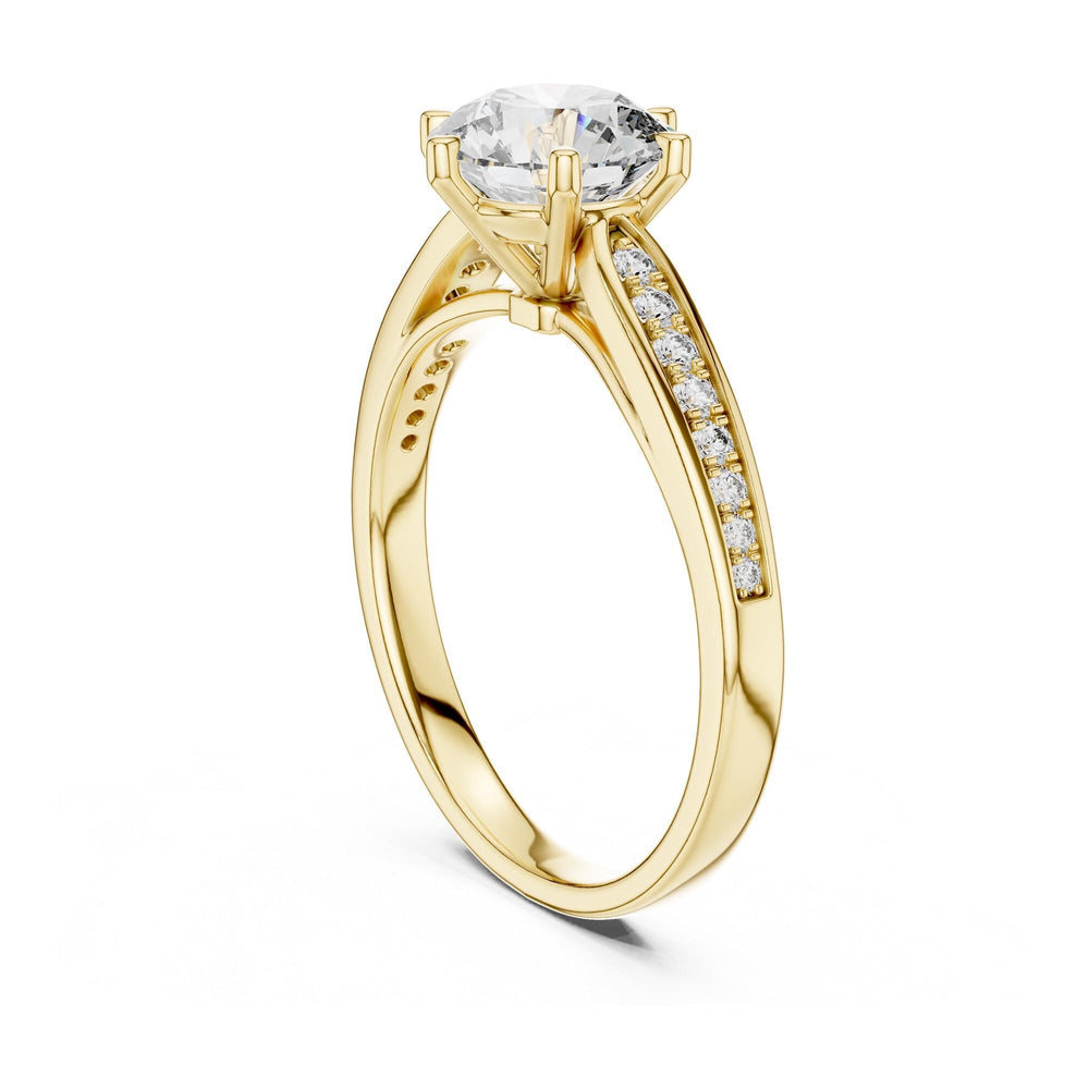 Round Cut Lab Grown Diamond Solitaire Ring, 1.12ct Total, Solid Gold