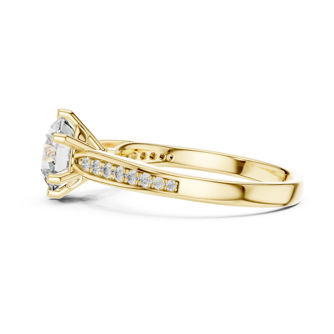 Round Cut Lab Grown Diamond Solitaire Ring, 1.12ct Total, Solid Gold