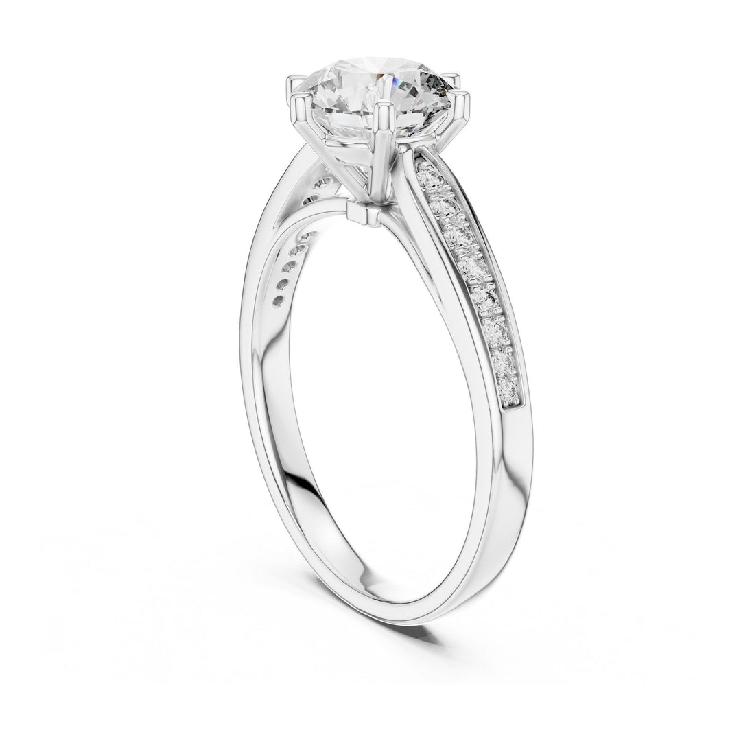 Round Cut Lab Grown Diamond Solitaire Ring, 1.12ct Total, Solid Gold
