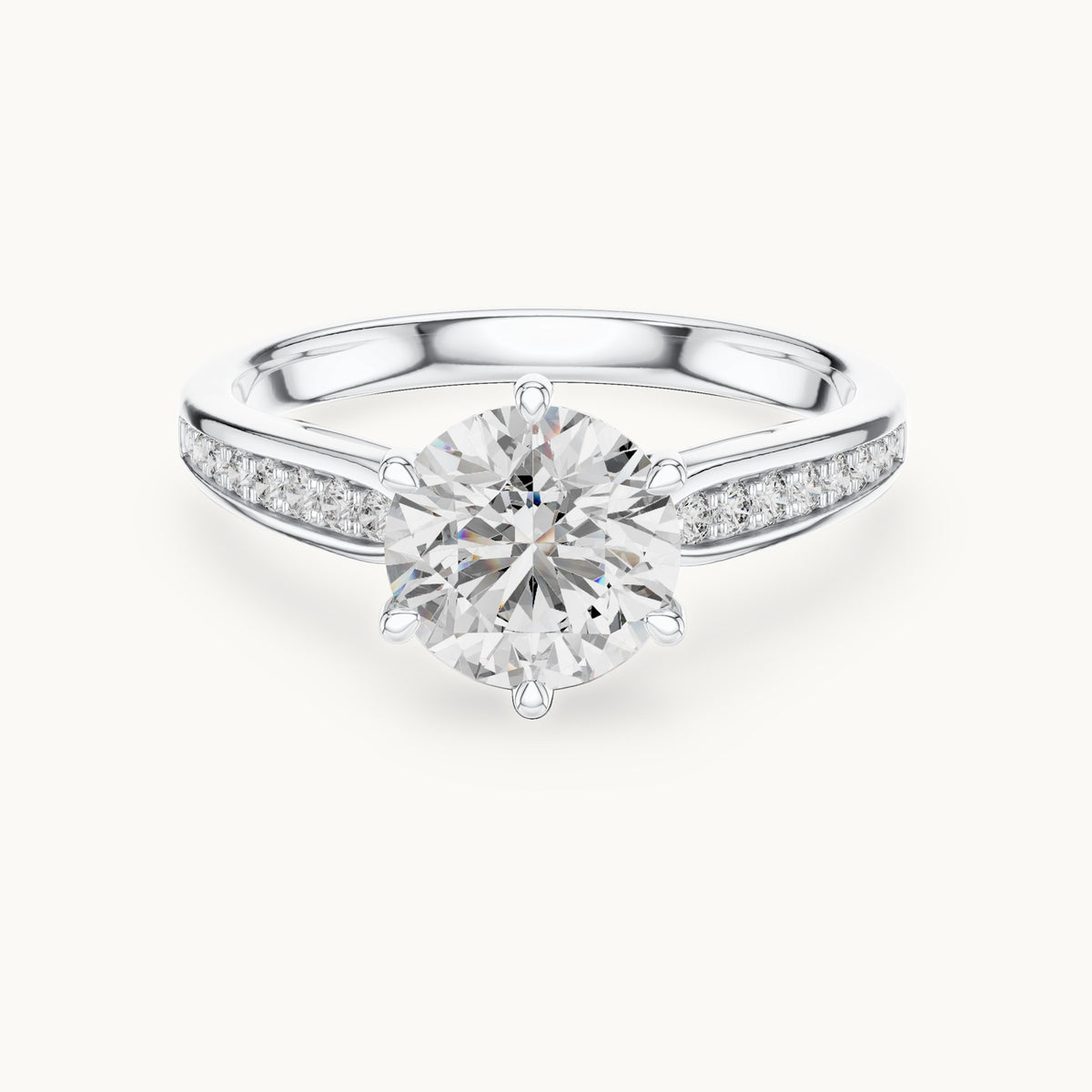 Round cut lab-grown diamond solitaire ring in 14K white gold, 1.12 CT TW, view 3