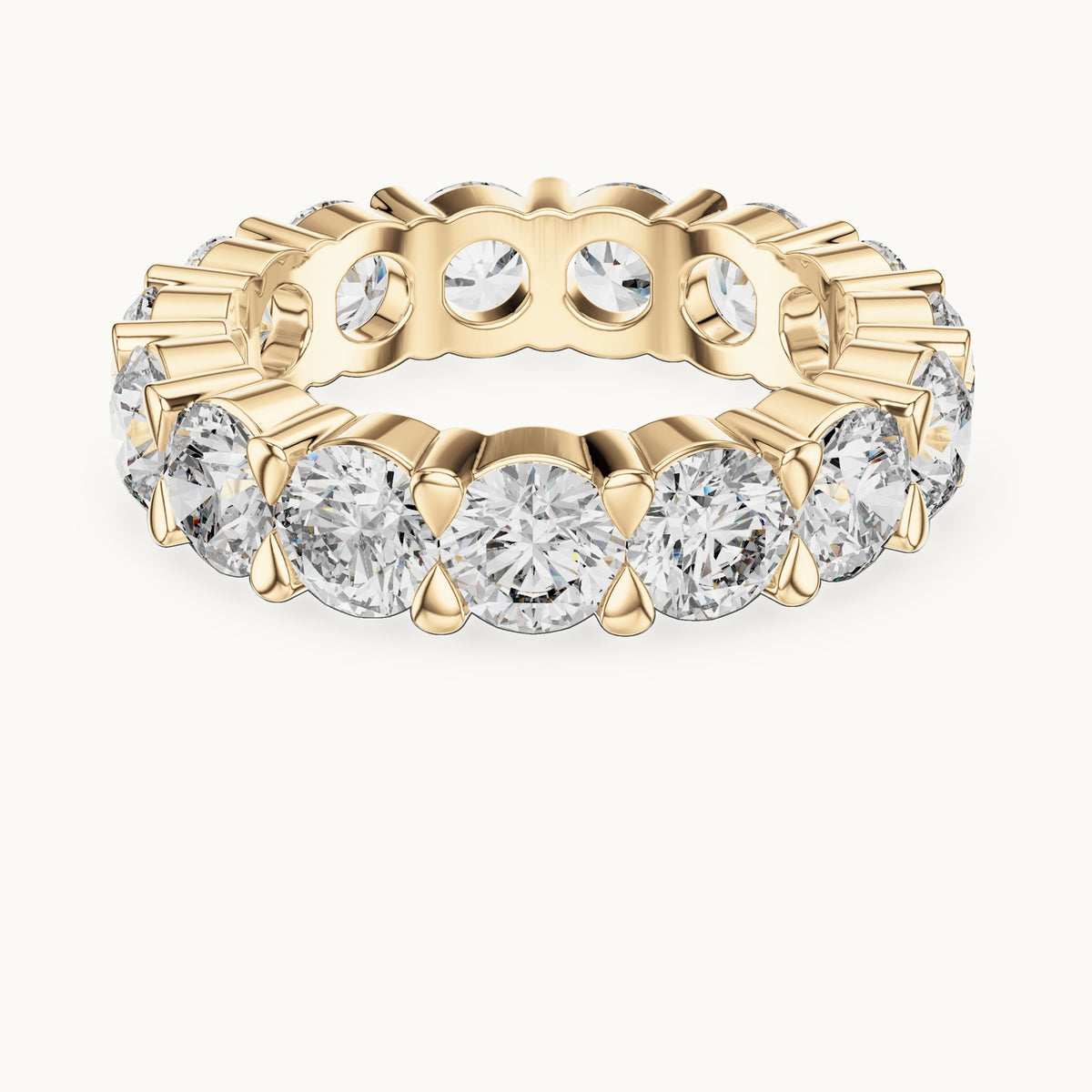 Round cut lab-grown diamond full eternity band in 14K yellow gold, 5.25 CT TW, view 1