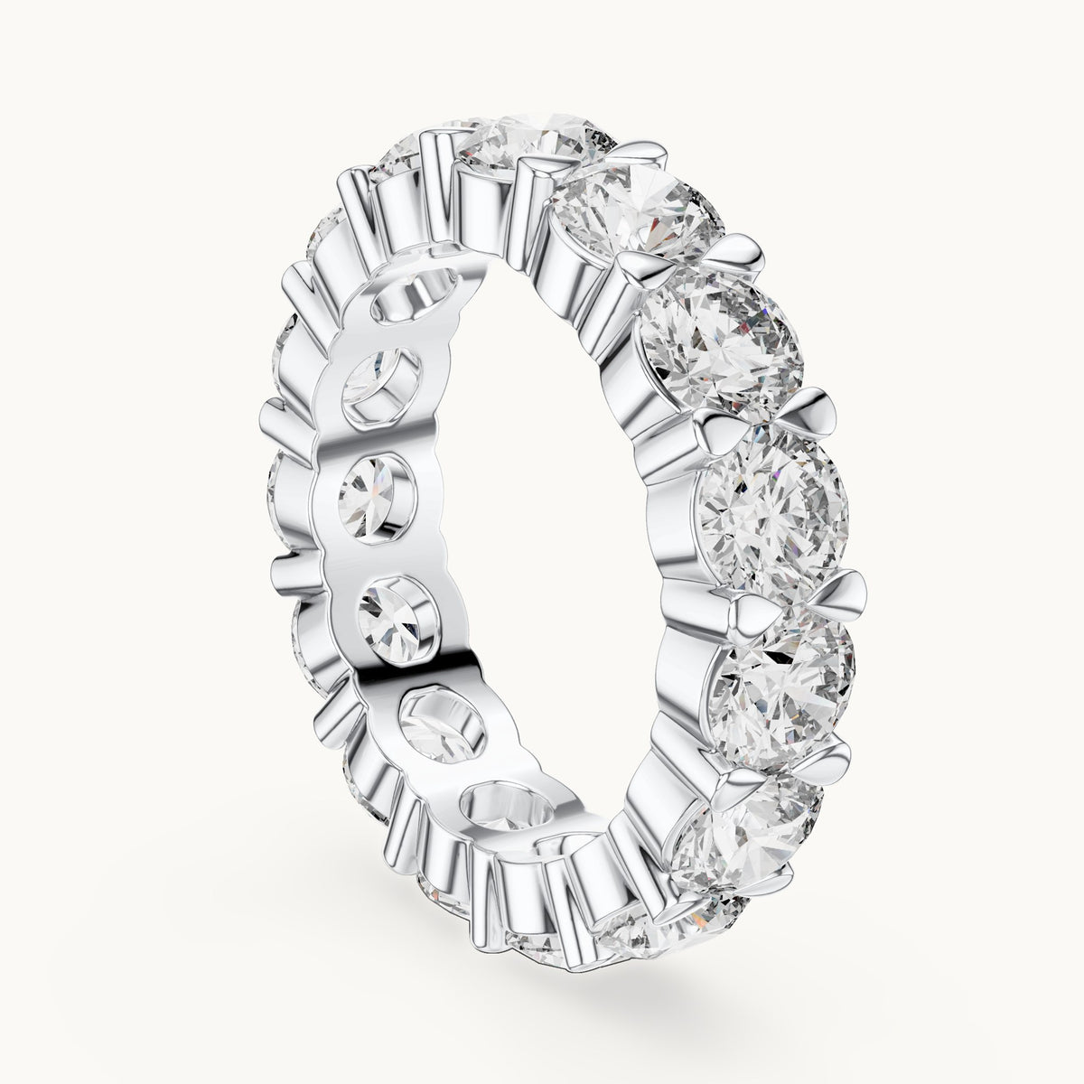 Round cut lab-grown diamond full eternity band in 14K white gold, 5.25 CT TW, view 1