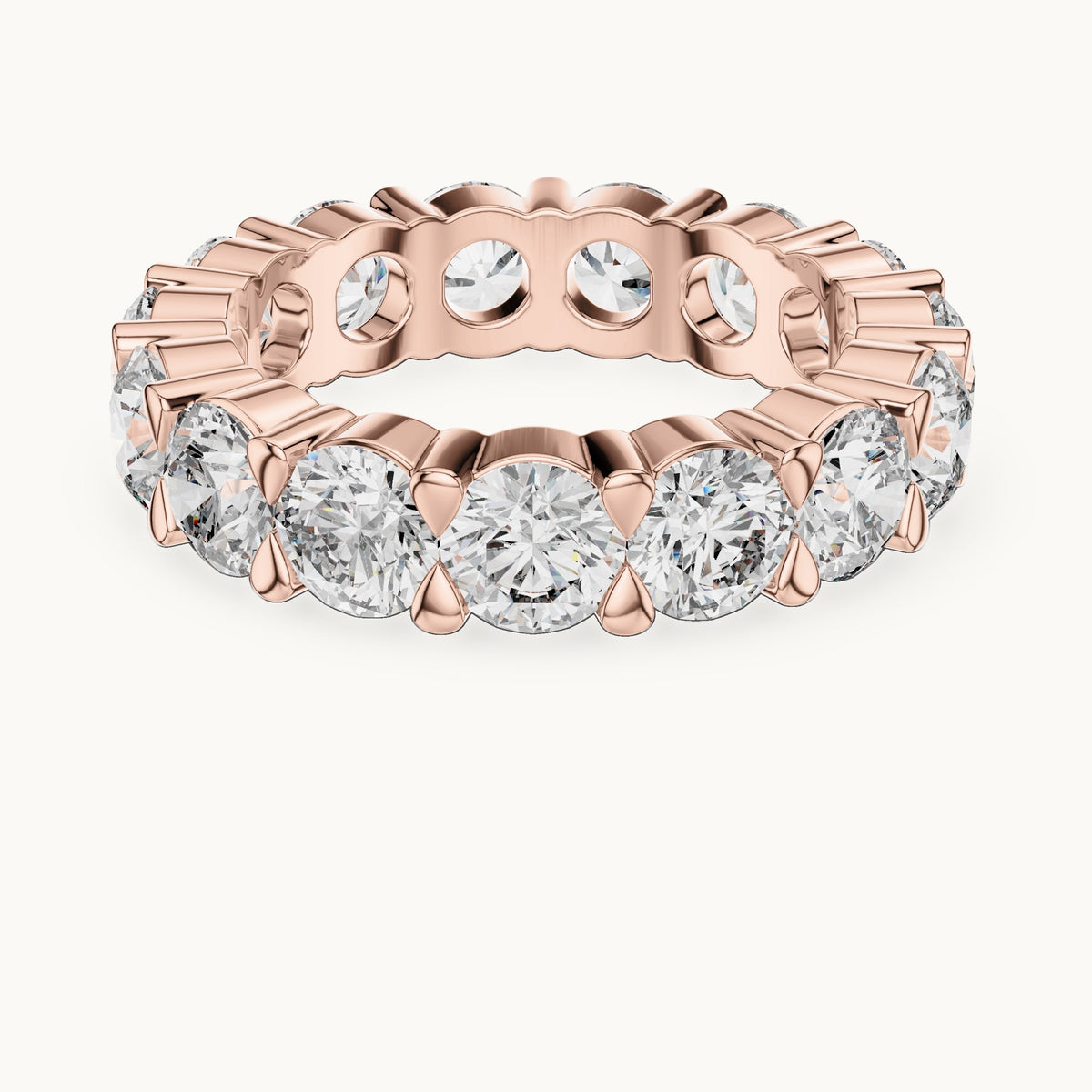 Round cut lab-grown diamond full eternity band in 14K rose gold, 5.25 CT TW, view 3