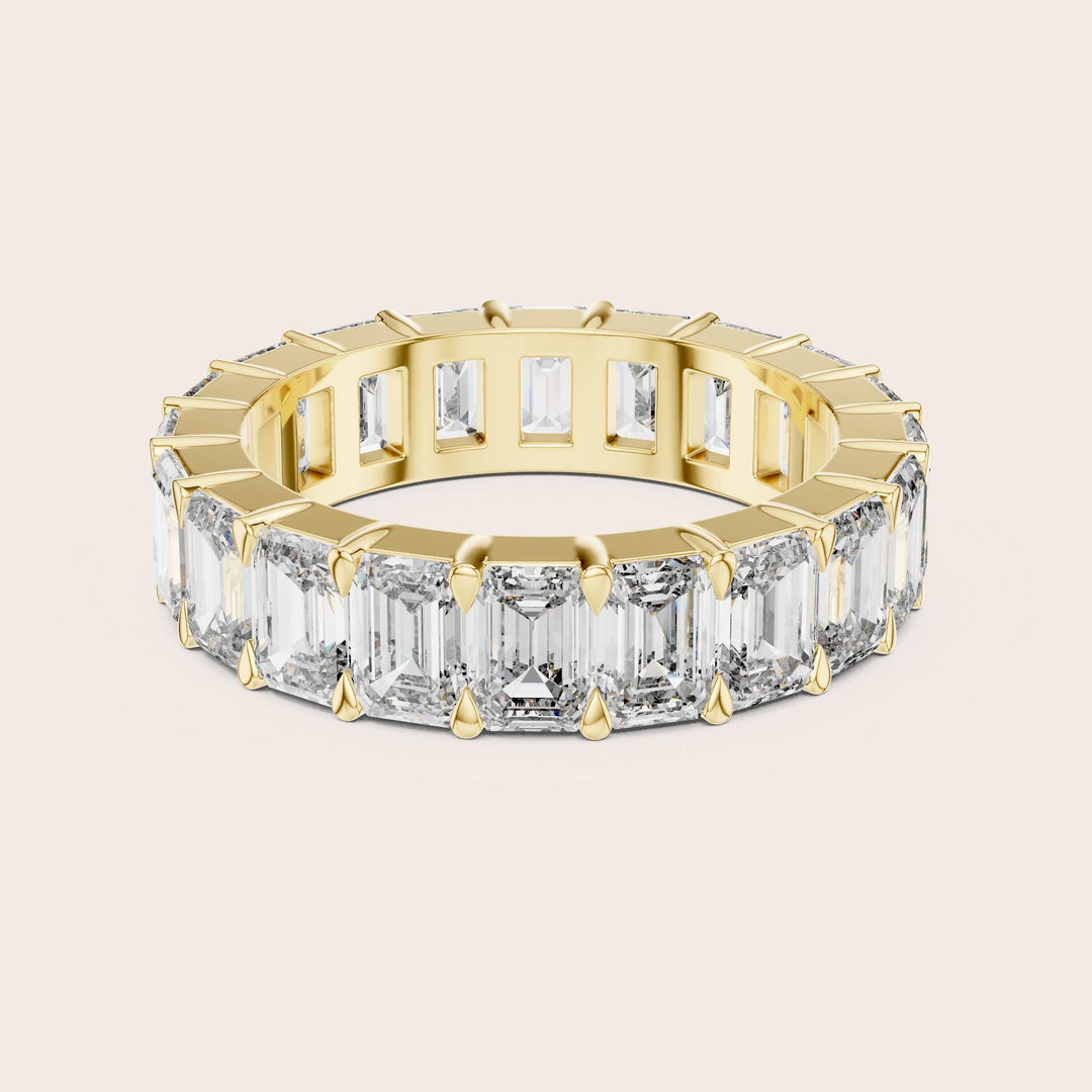 Emerald Cut Lab Grown Diamond Full Eternity Band, 5.64ct Total, Solid Gold