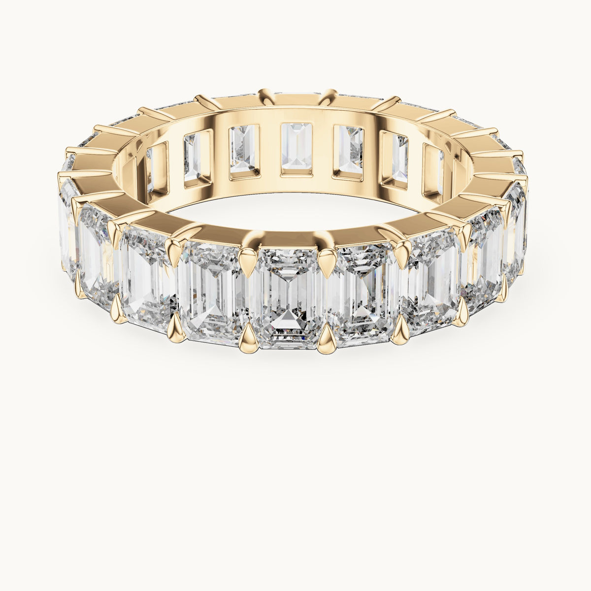 Emerald cut lab-grown diamond full eternity band in 14K yellow gold, 5.64 CT TW, view 1