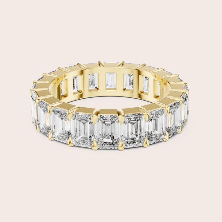 Emerald Cut Lab Grown Diamond Full Eternity Band, 5.64ct Total, Solid Gold