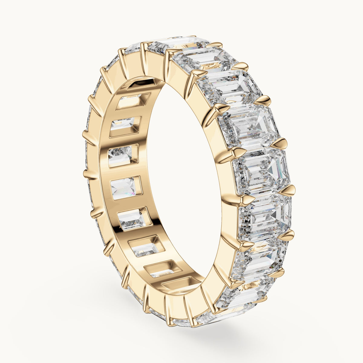 Emerald cut lab-grown diamond full eternity band in 14K yellow gold, 5.64 CT TW, view 2
