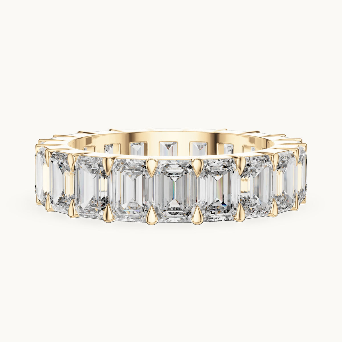 Emerald cut lab-grown diamond full eternity band in 14K yellow gold, 5.64 CT TW, view 3