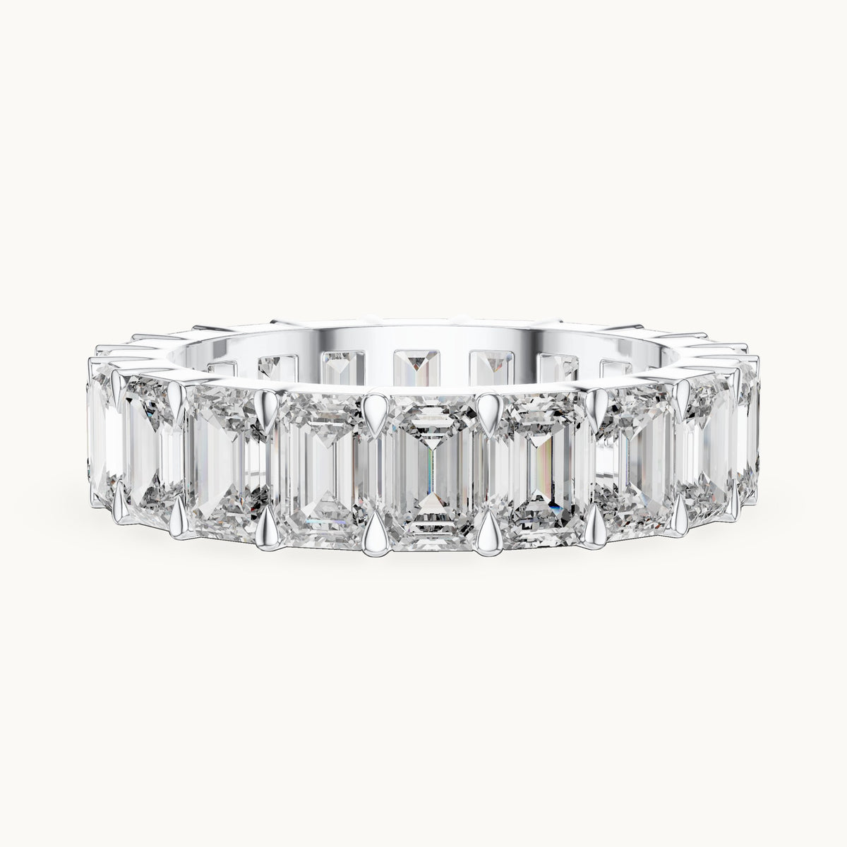Emerald cut lab-grown diamond full eternity band in 14K white gold, 5.64 CT TW, view 2