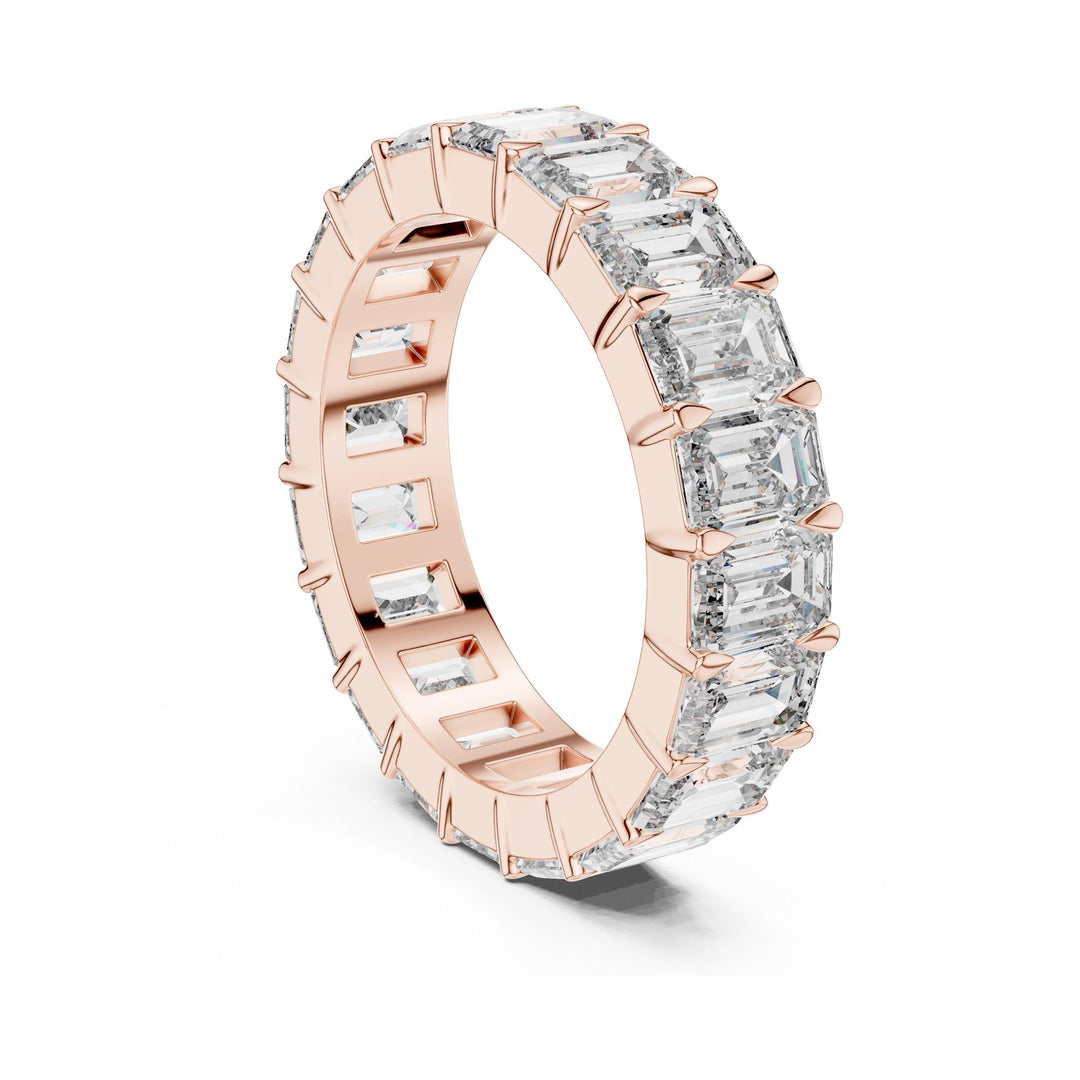 Emerald Cut Lab Grown Diamond Full Eternity Band, 5.64ct Total, Solid Gold
