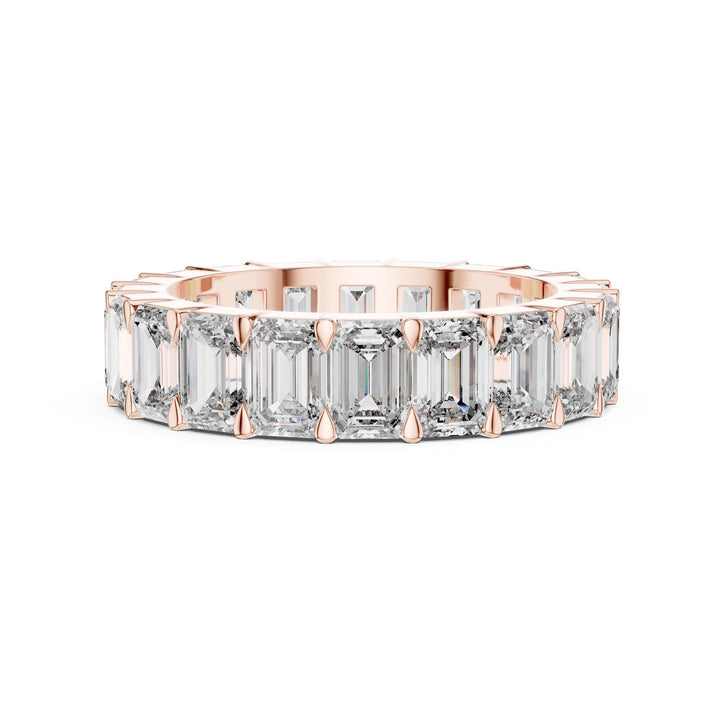 Emerald Cut Lab Grown Diamond Full Eternity Band, 5.64ct Total, Solid Gold