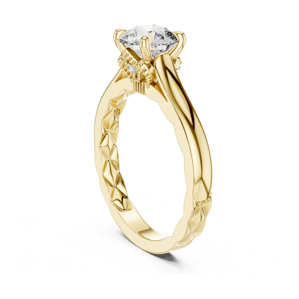 Round Cut Lab Grown Diamond Solitaire Ring, 1.02ct Total, Solid Gold