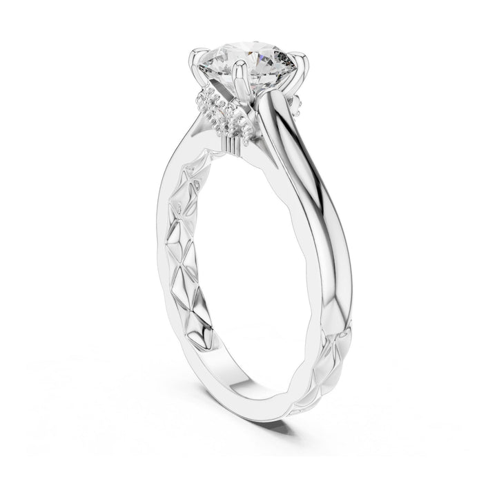 Round Cut Lab Grown Diamond Solitaire Ring, 1.02ct Total, Solid Gold