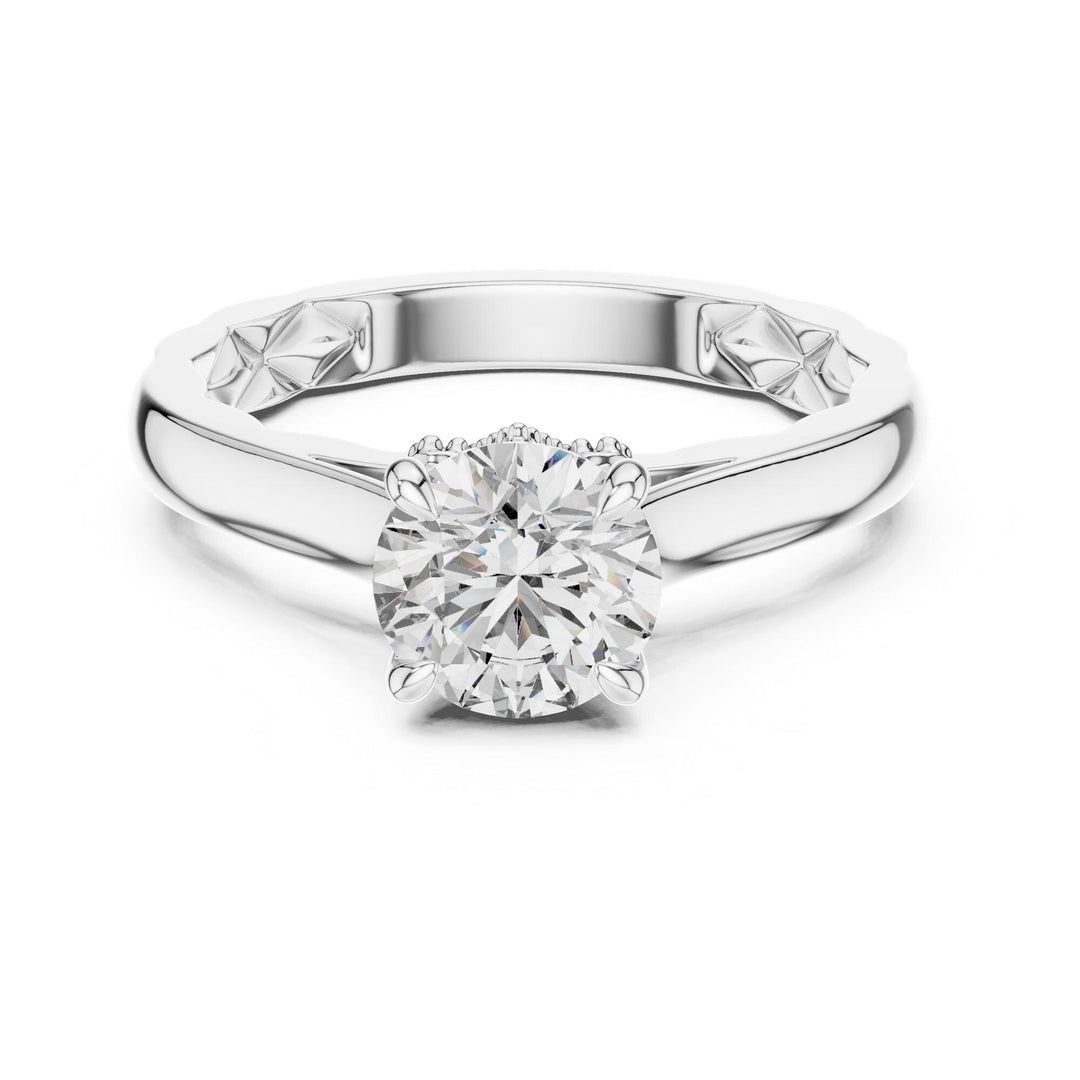 Round Cut Lab Grown Diamond Solitaire Ring, 1.02ct Total, Solid Gold
