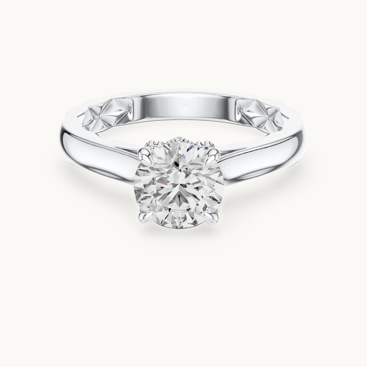 Round cut lab-grown diamond solitaire ring in 14K white gold, 1.02 CT TW, view 3