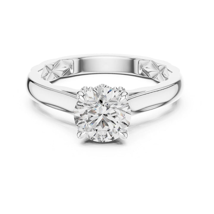 Round Cut Lab Grown Diamond Solitaire Ring, 1.02ct Total, Solid Gold