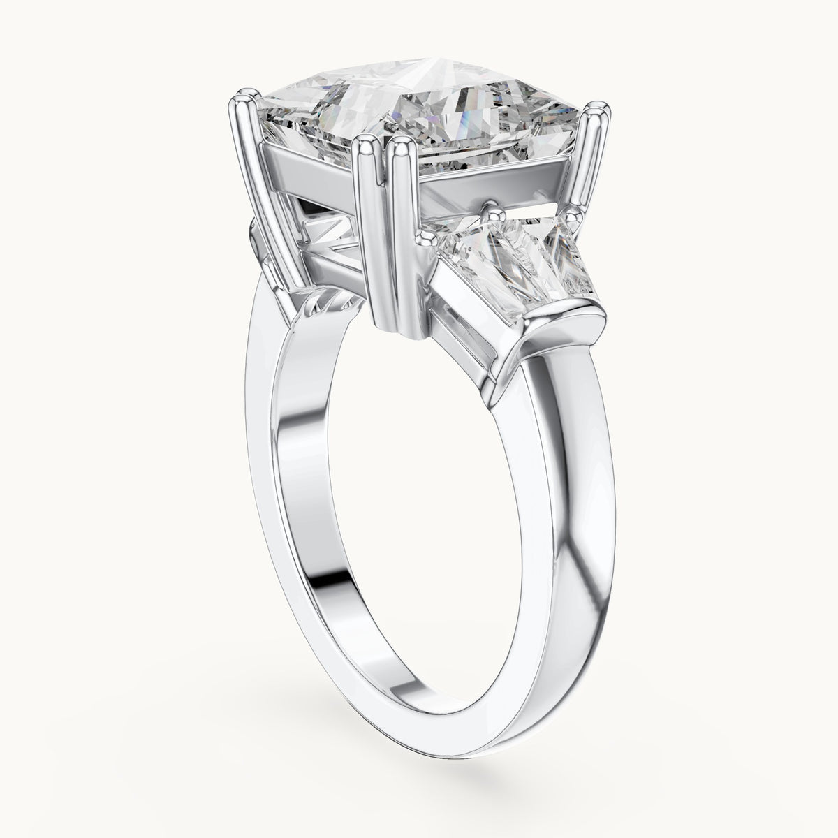 Princess Cut Lab Grown Diamond Cluster Ring, 4.37ct Total, Solid Gold