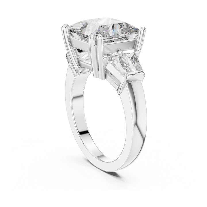 Princess Cut Lab Grown Diamond Cluster Ring, 4.37ct Total, Solid Gold