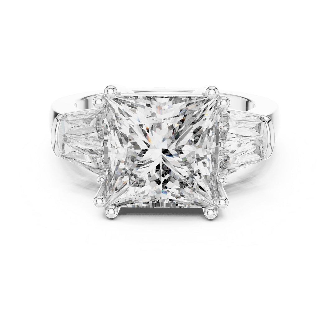 Princess Cut Lab Grown Diamond Cluster Ring, 4.37ct Total, Solid Gold