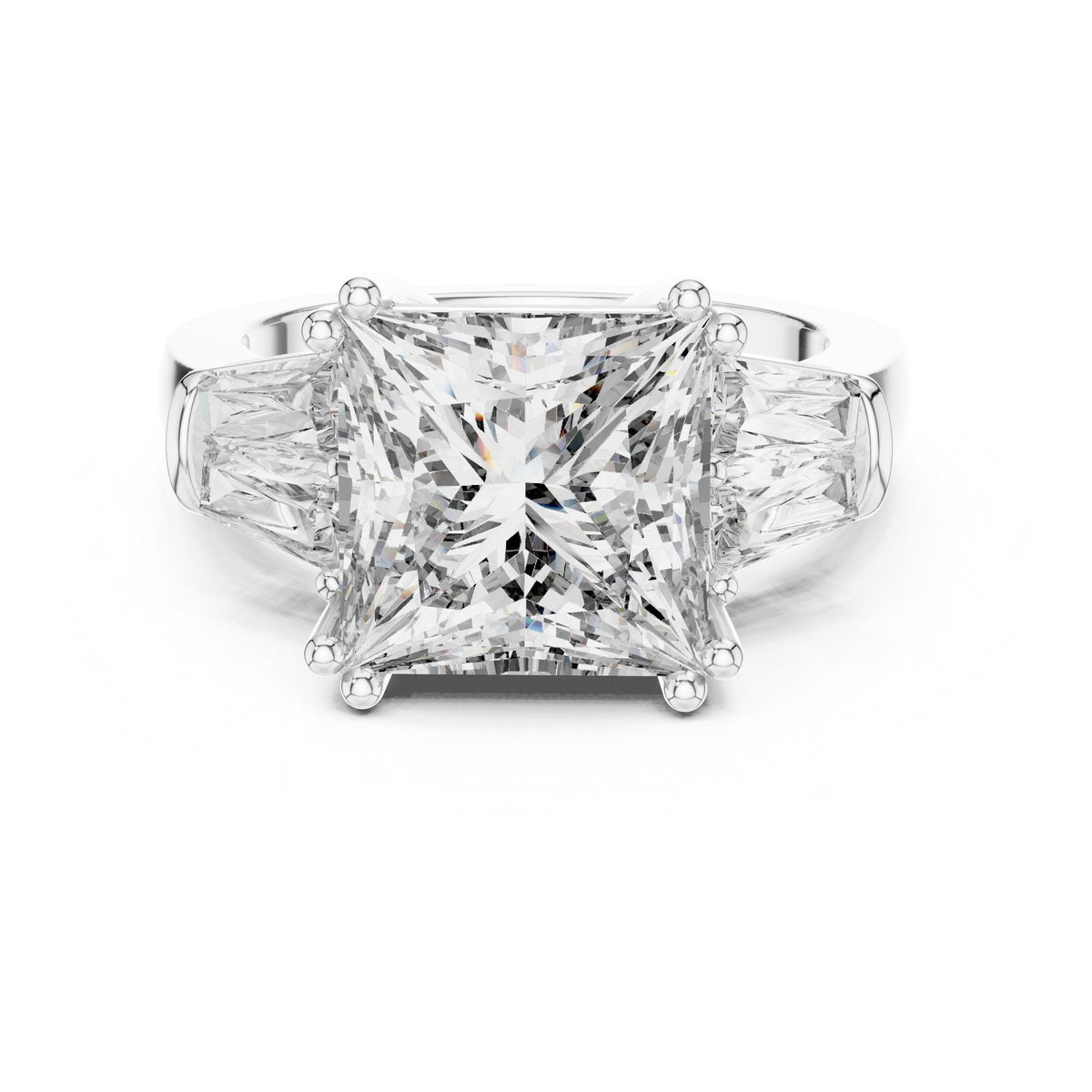 Princess Cut Lab Grown Diamond Cluster Ring, 4.37ct Total, Solid Gold