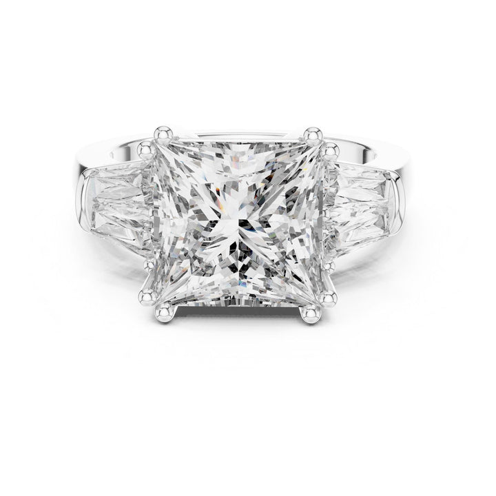 Princess Cut Lab Grown Diamond Cluster Ring, 4.37ct Total, Solid Gold