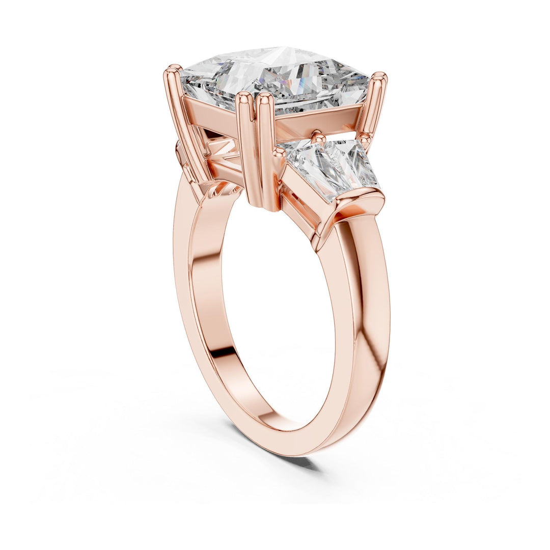 Princess Cut Lab Grown Diamond Cluster Ring, 4.37ct Total, Solid Gold